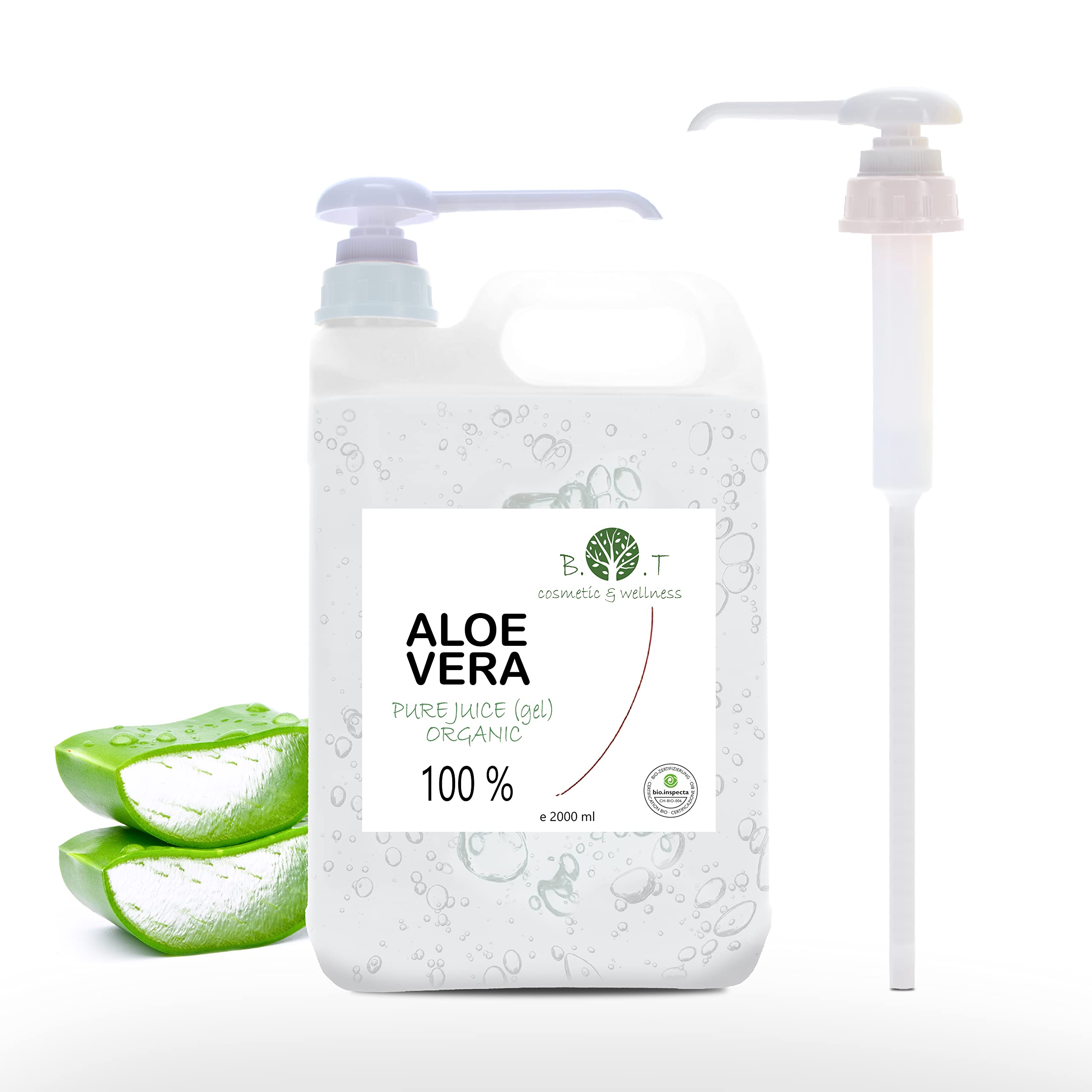 Organic Aloe Vera Liquid, Pure & Natural Skin Moisturizer, Anti-Aging, Hair & Dry Skin Repair, DIY Homemade Cosmetic Gel, Cream, Serum, Lotion 2 L 2000 ml — image 1