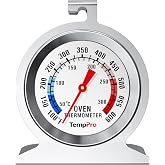 TempPro Oven Thermometer for Gas Oven with 431 Stainless Steel | 50-300&deg;C/100-600&deg;F Oven Thermometer for Electric Oven Temperature, In Oven Temperature Gauge for Cooking Kitchen