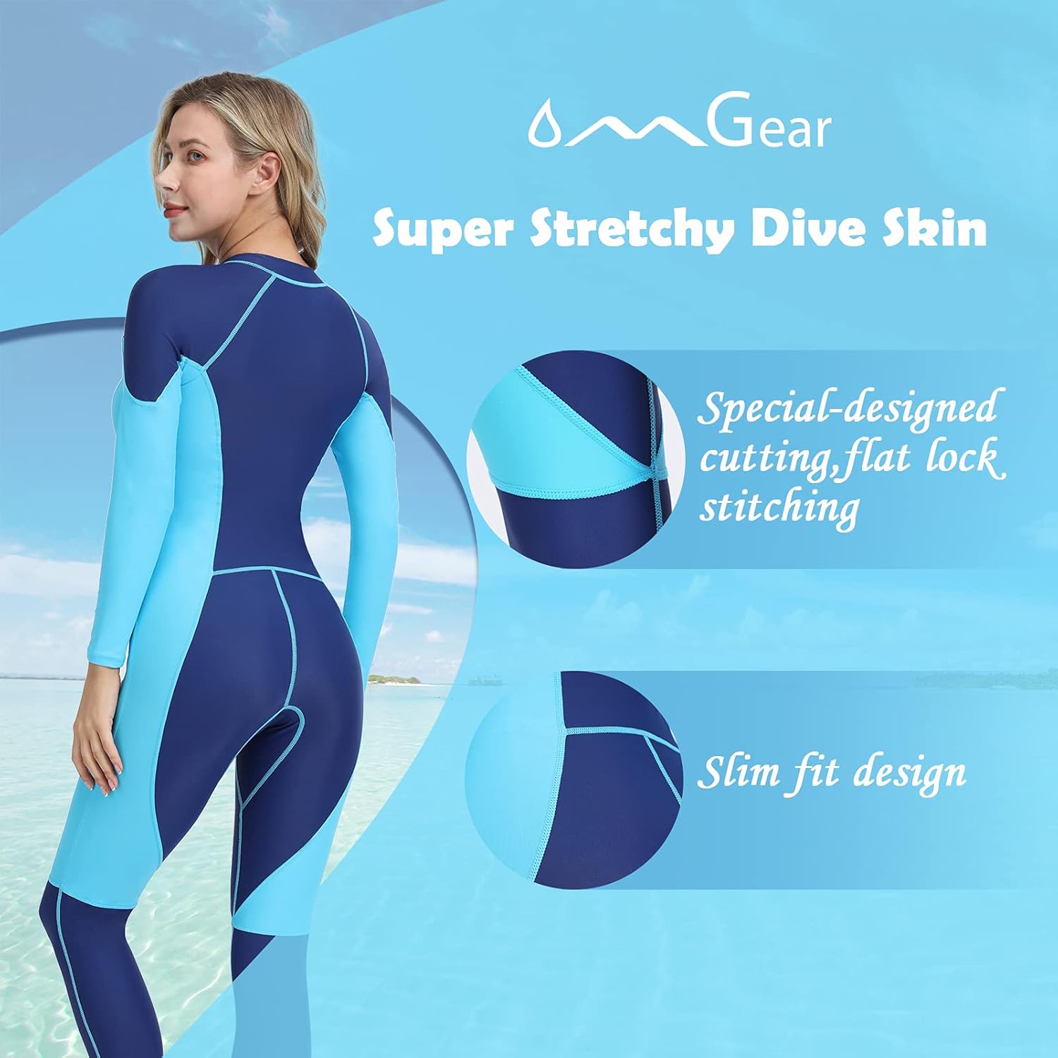OMGear Rash Guard Full Bodysuit Dive Skin Women Men UV Protection One Piece Swimsuit Long Sleeve Spandex Thin Wetsuit Front Zipper for Scuba Diving Snorkeling Swimming Kayaking Water Sports : Sports & Outdoors