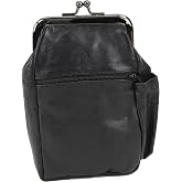 Leather Impressions Twist Clasp Leather Case - Compact Zipper Wallet for Cards, Cash, and Keys