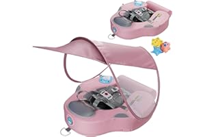 INFLATEFLY Baby Swim Float with UV Protection Sunshade Infant Pool Float Add Tail for 3-24 Months
