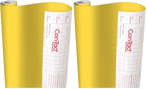 Con-Tact Brand Creative Covering, Self-Adhesive Shelf Liner, Multi-Purpose Vinyl Roll, Easy to Use and Apply, 18'' x 16', Dandelion Yellow (Pack of 2)