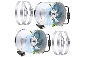 Dreyoo 6 Inch Inline Duct Fans 460 CFM, 2 Pack Quite Ventilation Exhaust Fans with Duct Clamps for Grow Tent, Mini Greenhouse, Basement, Bathroom, Low Noise