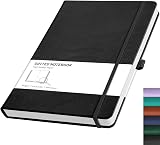 RETTACY Dotted A4 Notebook Journal 192 Pages Hard Cover Leather Pen Loop