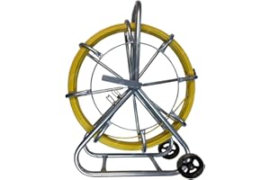 Electriduct 1/4" x 500FT Duct Rodder 6MM Fiberglass Cable Pulling Rod Fish Tape Wire Puller with Cage and Wheels