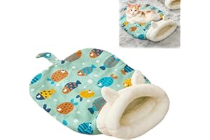 Miocololy Cat Winter Sleeping Bag, Comfortable Soft Warming Durable Pet Pad Sack Ideal for Dog Cat Indoor Uses (J, One Size)