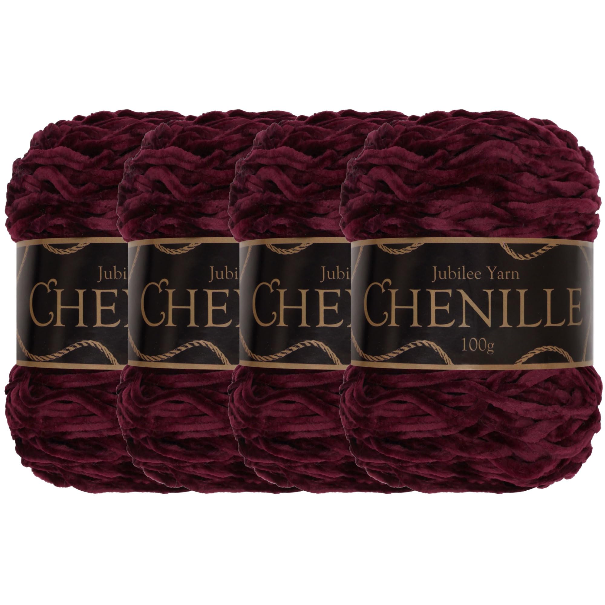 JubileeYarn Chenille Yarn - Worsted Weight - 100g/cake - Boysenberry - 4 Cakes
