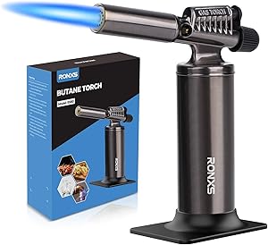 RONXS Butane Torch, Powerful Adjustable Flame Professional Toch Refillable Industrial Torch, Multipurpose Blow Torch Lighter for Soldering Baking Welding DIY Crafts ( Butane Gas Not Included )