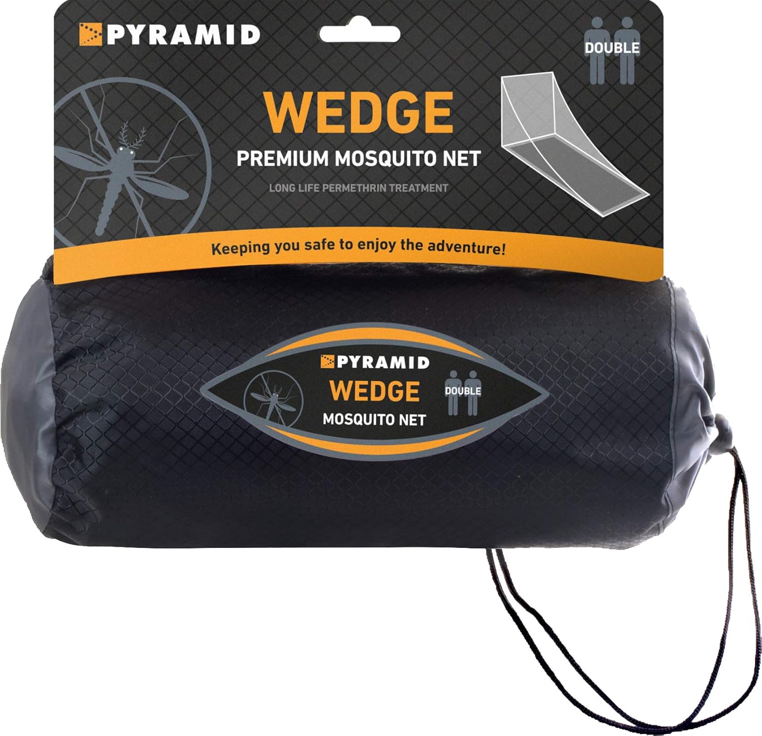Pyramid Premium Mosqutio Net for Bed White Double Wedge Permethrin Treated for Single Bed Compact Light & Portable