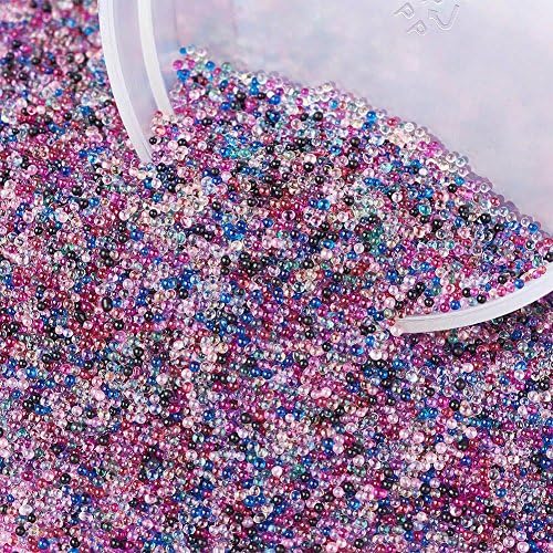 Kissity 1 Box 3D Nail Art Decoration Glass Beads Transparent Style Caviar mini Beads Mixed Color 0.6~0.8mm