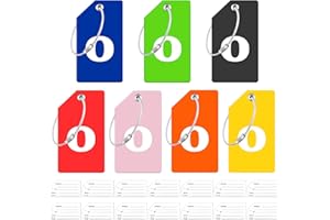 ZFAMYZH 7 Pack Initial Luggage Tag, Silicone Luggage Tags for Suitcases with 14 Name ID Card Perfect to Quickly Spot Luggage Suitcase (O)