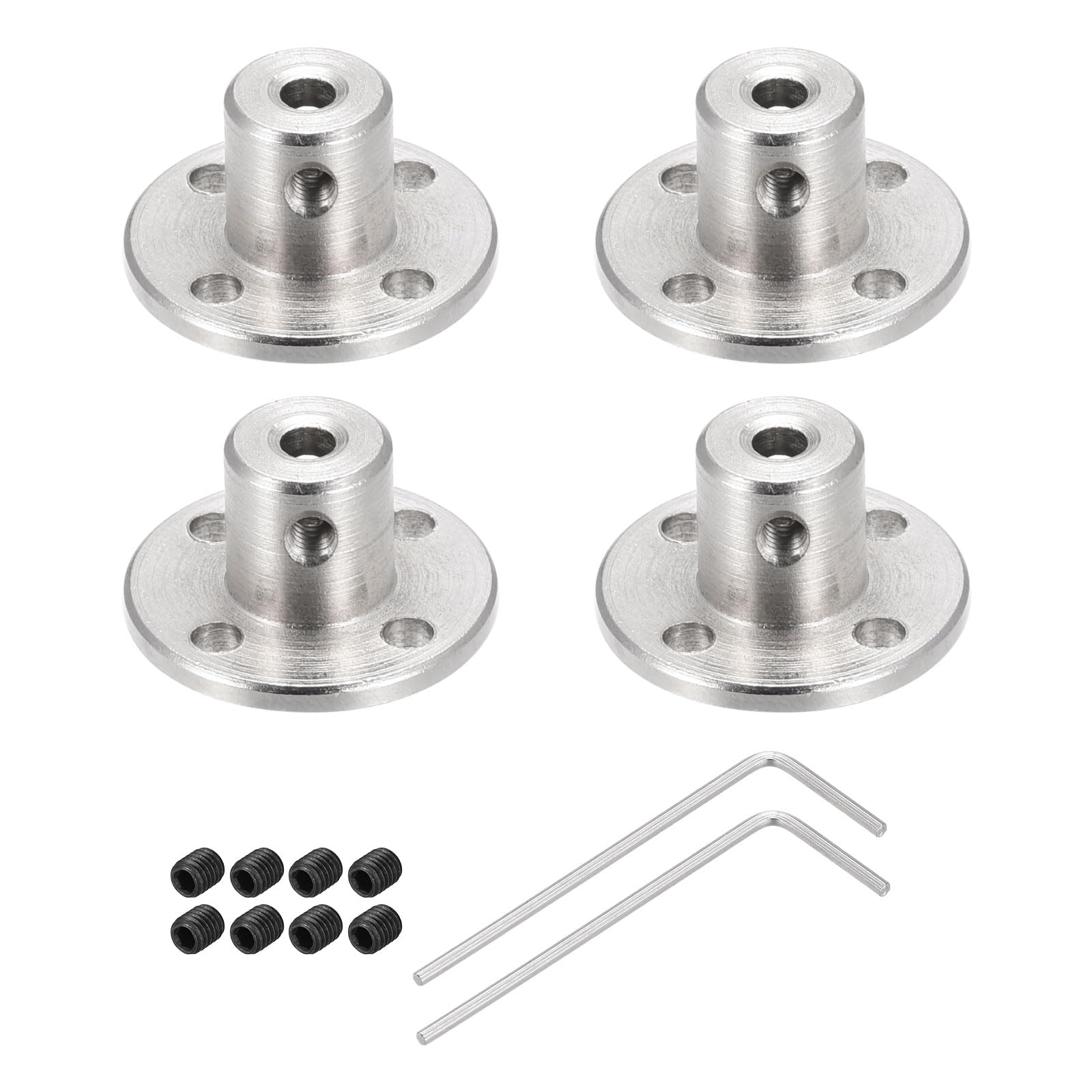 Rebower 3.17mm Rigid Flange Coupling Connector Coupler (w 8pcs Screw M1.5 Hex Wrench),[for Stepper Motors]-4 Pack