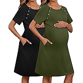 Huukeay 2 Pack Labor Delivery Nursing Hospital Gown Women's 35% Cotton Maternity Birthing Dress 3 In1 Breastfeeding Pajamas
