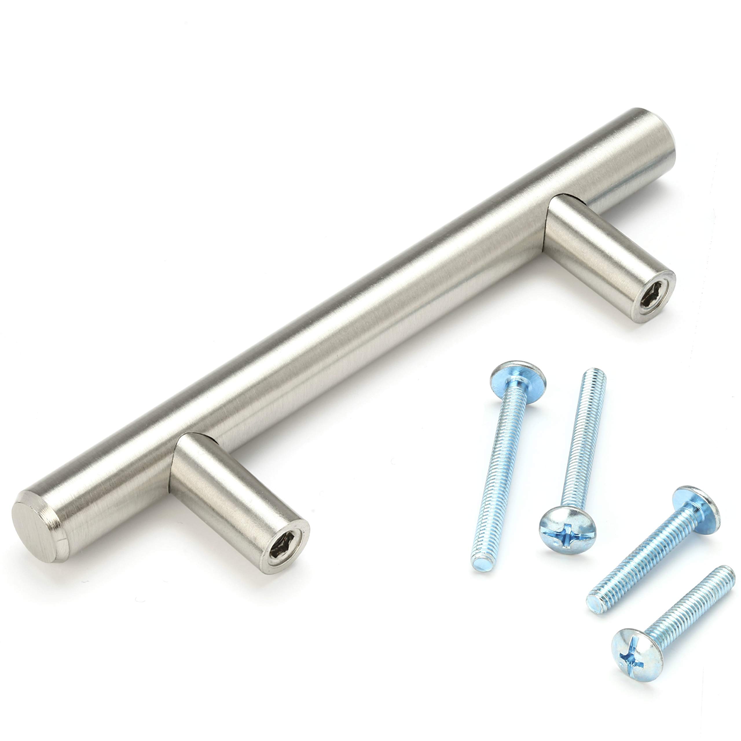 25 Pack 8" Solid Brushed Nickel T Bar Pulls 5" inch Hole