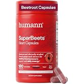 HumanN SuperBeets Beet Root Capsules Quick Release 1000mg, 180 Ct | Nitric Oxide Support, Blood Pressure &amp; Energy, Non-GMO Beetroot Powder, Antioxidant Support, Once Daily, Made in USA