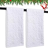 Christmas Snowflake Bathroom Hand Towels Set - 2 Pcs 28.4" x 14.2" White Printed Kitchen Dish Towels for Holiday Indoor Decorations, Cotton Decorative Fingertip Tea Table Towel for Winter Home Decor