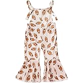 Chloefairy Toddler Baby Girl Football Outfit Bell-Bottom Jumpsuit Romper Bibs Overalls Playsuit Suspender Flare Pants Outfit