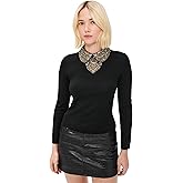 alice + olivia Women's Porla Embellished Collar Pullover Sweater