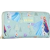 Bioworld Disney Frozen Zip Around Wallet All-Over Anna Elsa Olaf Character Scene Design Clutch