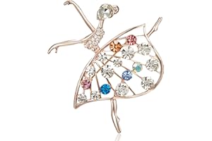 MXUHUI Rhinestone Ballet Dancer Brooches for Women Girls Fashion Crystal Gold Tone Alloy Dancing Ballerina Brooch Pins Elegant Dress Accessories Jewelry Wedding Birthday Christmas Valentine's Day Gifts