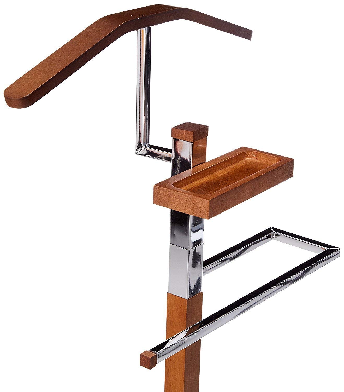 King's Brand Chrome/Tabacco Modern Wood & Metal Suit Valet Rack Stand
