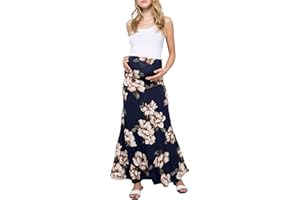 My Bump Women's High Waisted Floor Length Maternity Maxi Skirt with Tummy Control(Made in USA)