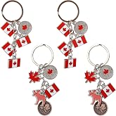 CHRWAKLE Canada Keychain 4Pcs Canada Flag Keychains Maple Leaf Keychain Decorative Key Holder Key Rings Purse Handbag Charm Pendant Gift Canada Day Decorations