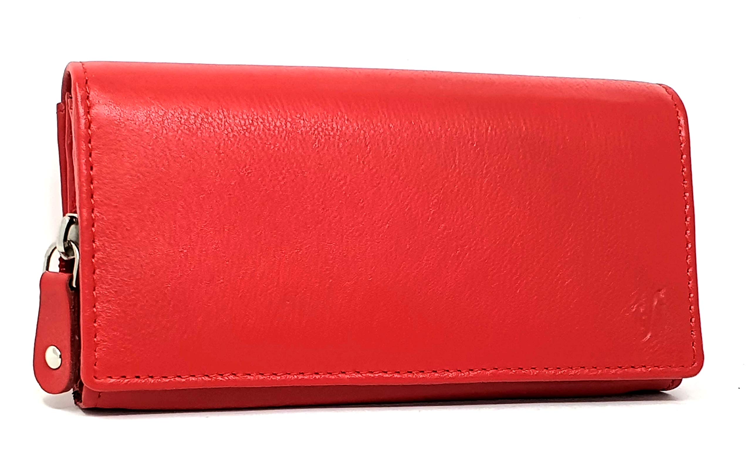 STARHIDE RFID Ladies Leather Clutch Wallet, Long Flap Over Design, Credit Card and ID Organiser with Coin Pocket 5510 (Red) — image 1