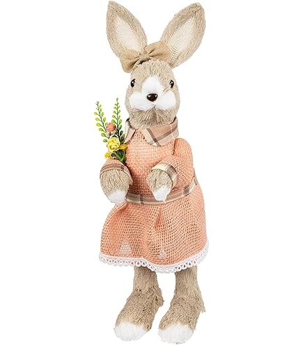Karen Didion Artist Bunny Figurine - 15 Inch Tall Fluffy Spring & Easter Home Decor