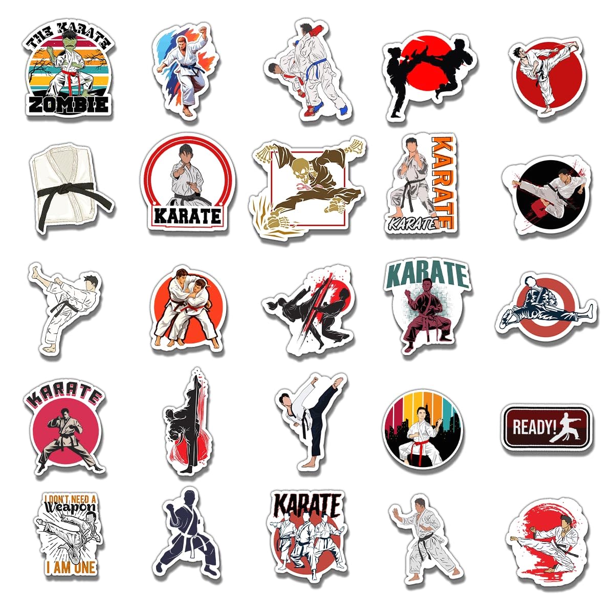 Mua 50 Pack Pcs Karate Stickers for Water Bottles Waterproof Vinyl ...