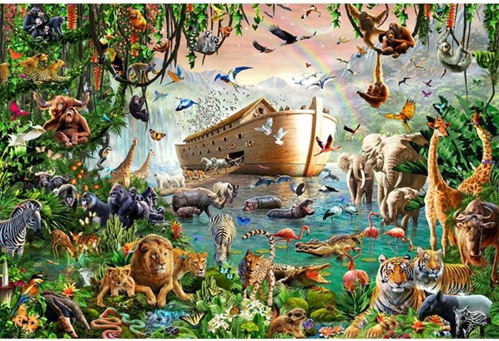 1000 Pieces Adult Children's Wooden Jigsaw Puzzle Benefit Intellectual Toys Cartoon Animals-Noah's Ark (Send Large Drawings)_1000 Pieces of Wood partition rompecabezas adultos piezas Puzzle