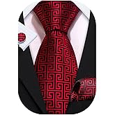 Barry.Wang Classic Mens Ties Silk Necktie Pocket Square Cufflinks Set Woven Designer Wedding Business