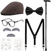 JcHrmers Old Man Costume for Boys,100 Days of School Costume Set for Kids 100th Day of School Grandpa Dress Up