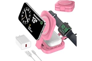 3 in 1 Wireless Charging Station for Apple Device, Foldable Wireless Charger Stand for Magsafe for iPhone 17/Air/16/15/14/13/