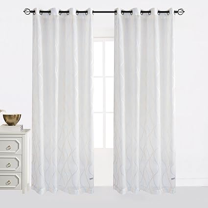 Amazon Com Cheery Home Natural Wave Sheer Curtains Voile Panels