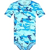 Landofgenie Adult Onesie for Men Cotton Pajama Jumpsuits One Piece Romper Bodysuit Short Sleeve Camouflage Top