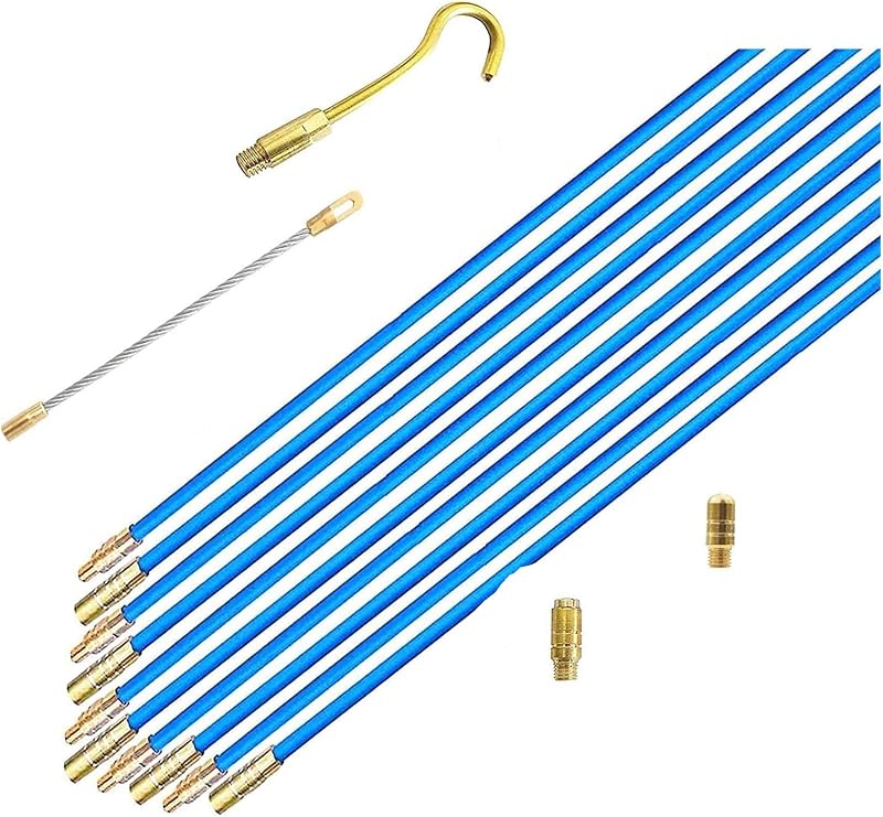 Unibos 10M Wire Cable Access Rod Electrical Fish Tape 10 x 1M Glow Rod Kit