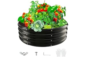 zbzbml 36-Inch Round Galvanized Steel Fire Ring/Fir Pit for Outdoor,Durable Round Galvanized Steel Raised Garden Bed for Planting- 3×3×1FT,0.8MM Thick (36 ins Diameter x 12 ins high, Black)