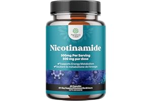 Vitamin B3 Niacin 500mg Flush Free - Mitochondrial Energy & Potent Skin NAD Supplements - Water-Soluble Nicotinamide Vitamin 