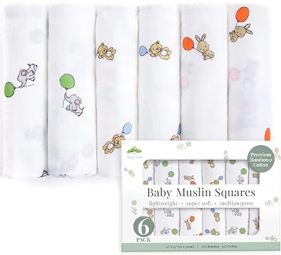 Tiny Trees Baby Muslin Cloths 6 Pack 70x70cm Extra Soft Cotton Muslin