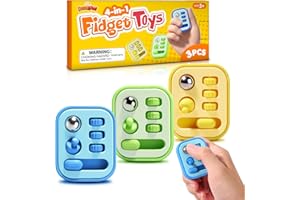 DEMILONG Handheld Fidget Toys for Kids Adults: Multi-Functional Silent & Audible Fidget Pad for ADHD Anxiety Relief - 3 Pack Stress Sensory Toys with Slider, Gears, Controller Stick, Balls - Classrooms Prize