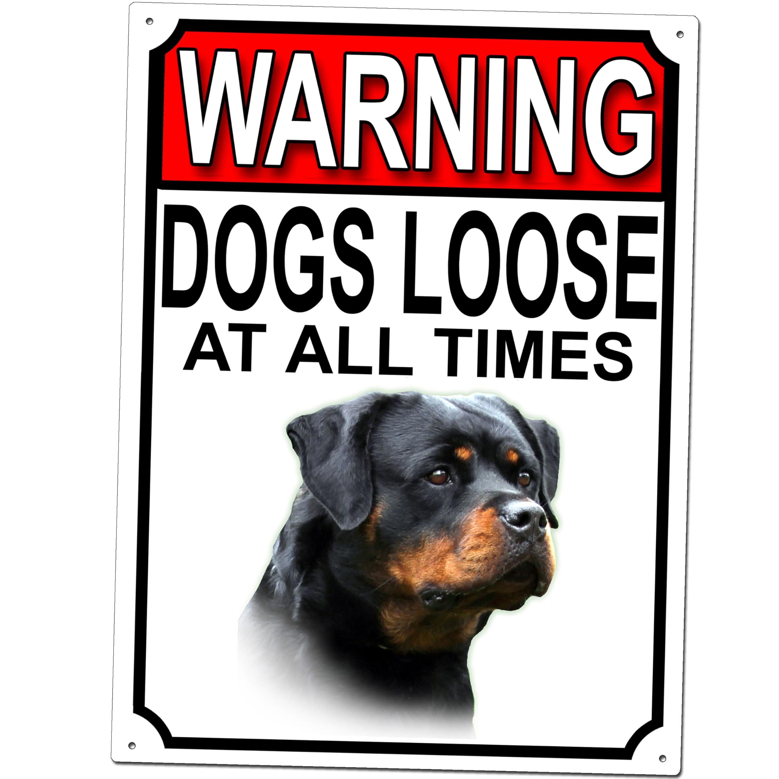 Shawprint WARNING DOGS LOOSE AT ALL TIMES METAL GATE SIGN ROTTWEILER (Mixed, 10" x 8")