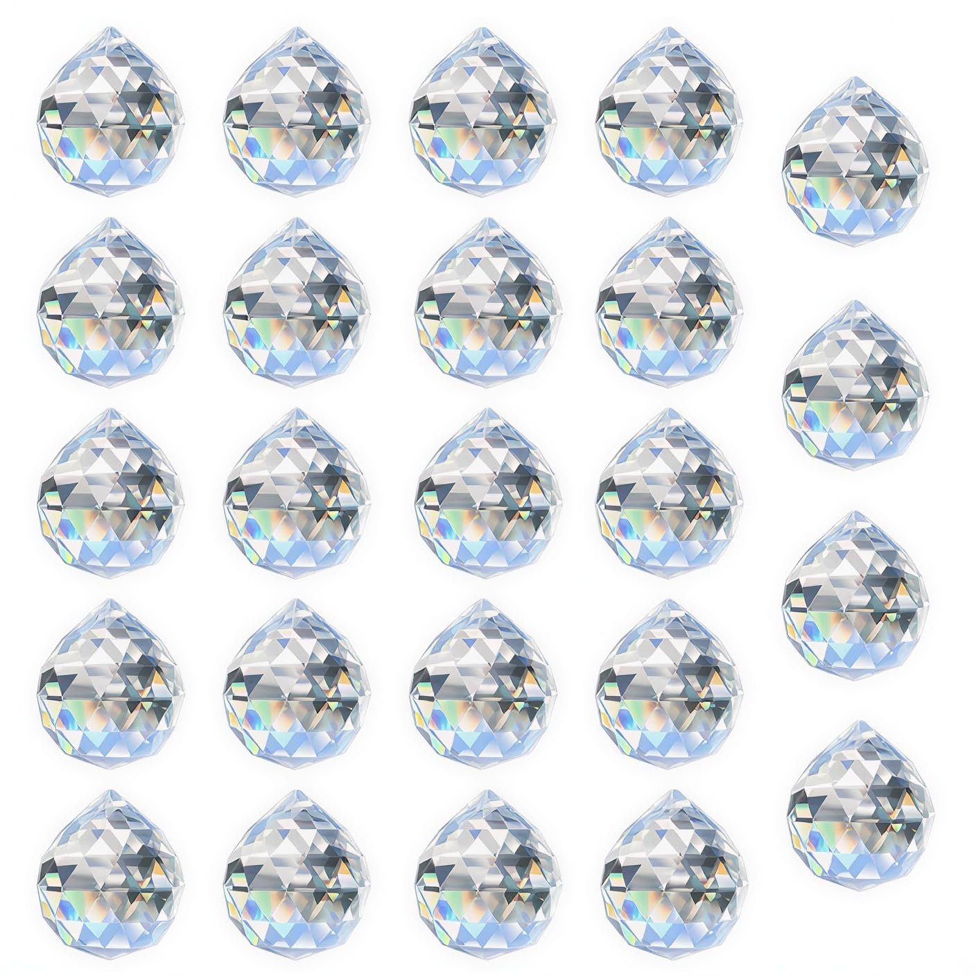 ADWIKOSO 24Pcs 20mm Crystal Sun Catchers Ball Prism Pendant Glass Chandelier Hanging Pendant Feng Shui Suncatcher Wedding Home Window Décor (20mm, 24)