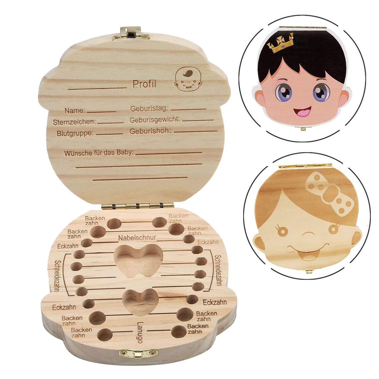 Intvn 2 Pieces Dent Boites En Bois Les Dents De Lait De Bebe Sauvent Coffret De Rangement En Bois Pour Enfants Garcon Et Fille Version Anglaise Cadeau De Naissance Organisateur De Boite