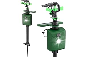 X-OCTENOL Motion Activated Animal Repeller with Water Sprinkler and Flashing Light, Solar Powerd Deer Cat Repellent Outdoor Deer Deterrent - Keep Rabbits Shunks Dog Raccoons Birds Away from Lawn and Garden