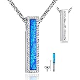 HKPATOP Cremation Urn Necklaces for Ashes Sterling Silver 3D Vertical Bar Memorial Pendant for Loved Ones Keepsake Cremation Jewelry Gifts for Women Men