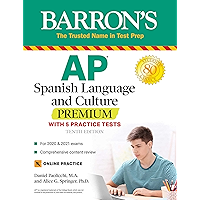 AP Spanish Language and Culture Premium: With 5 Practice Tests (Barron's Test Prep) (Spanish Edition) book cover