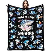 Shark Blanket Gifts for Shark Lover Soft Cozy Flannel Sharks Throw Blanket Sharks Themed Birthday Bedding Decor Stuff Gifts for Girls Women Kids Adults 50" x 40"
