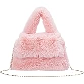 SUNBORRY Fluffy Tote Bag for Woman Plush Shoulder Handbag Furry Faux Fur Purse for Winter
