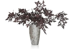 Lyrow 3 Pack Artificial Cimicifuga Plant Leaf Spray Faux Plum Cimicifuga Ramosa Leaf Branch Faux Fall Spray Silk Plants for Home Vase Wedding Garden Farmhouse Table Mantel Decor (32 Inches)